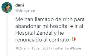 Y a continuación se pone e enlazar artículos de Miguel Lacambra y sindicalistas de extrema izquierda. Mucho mejor así, el Zendal necesita profesionales y no holgazanes con ganas de salir en las televisiones del Gobierno.