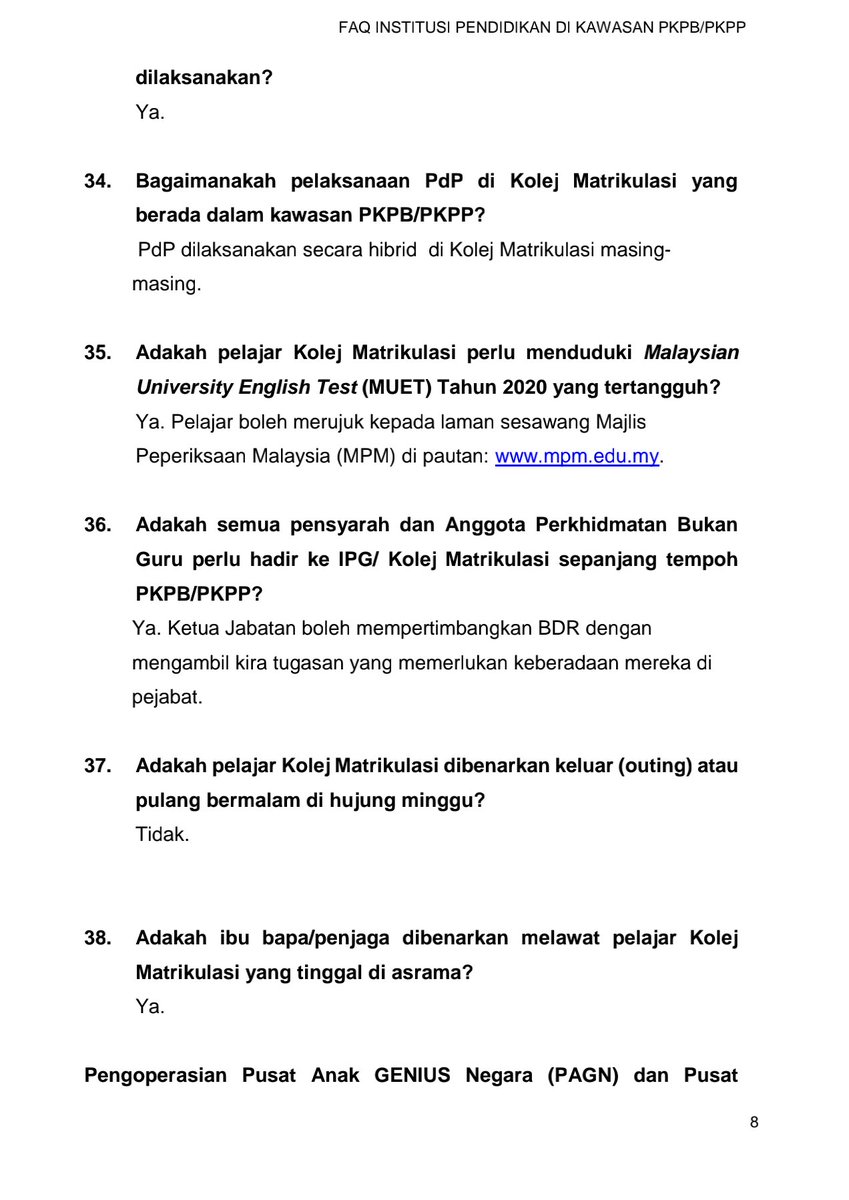 تويتر Jab Perdana Menteri على تويتر Soalan Lazim Berkaitan Pengoperasian Institusi Pendidikan Bawah Kementerian Pendidikan Malaysia Tahun 2021 Di Kawasan Perintah Kawalan Pergerakan Bersyarat Dan Perintah Kawalan Pergerakan Pemulihan Sumber