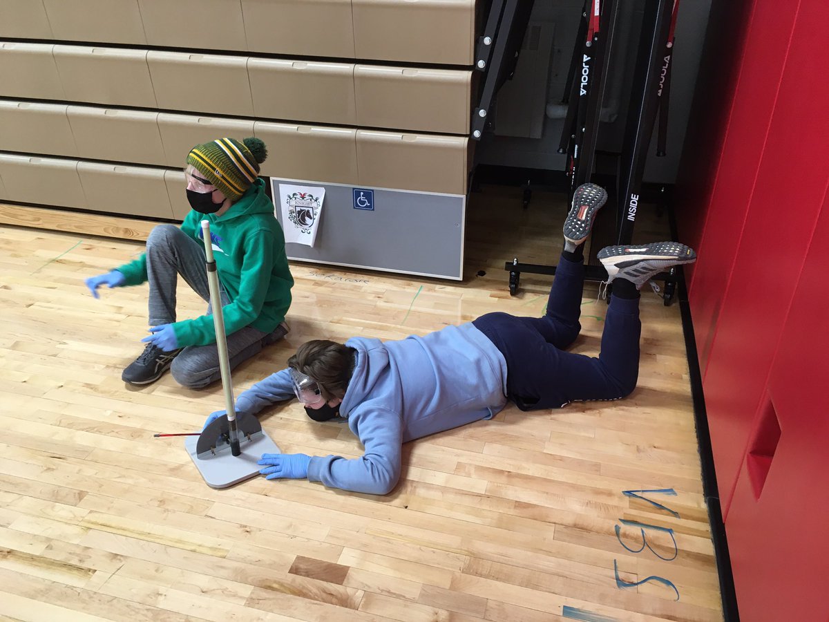 MPHScienceDept's tweet image. Another covid workaround while trying to teach STEM.....Off we go to the gym to distance, each small group with their own straw launcher, masks, gloves, goggles, and totally awesome STEM fun!