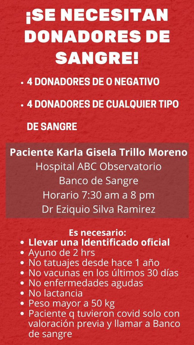 Mi amiga sigue necesitando sangre.
Ayuda xfa
RT