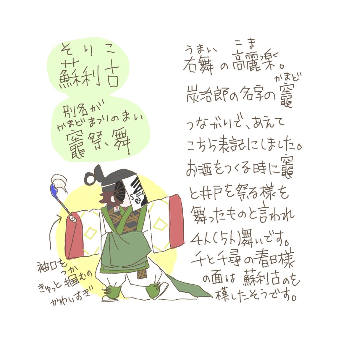 よーこ Sur Twitter 雅楽より蘇利古 そりこ 別名 竈祭舞 かまどまつりのまい 完全個人的趣味の装束姿です Tlに簡単に説明つけます 雅楽クラスタさんは雑面 顔につけてる紙 が特に気になりますかと ご興味のある方もtl見てみて下さい 鬼滅の刃 よーこ Sur Twitter 雅楽より蘇利古 そりこ 別名 竈祭舞 かまどまつりのまい 完全個人的趣味の装束姿です Tlに簡単に説明つけます 雅楽クラスタさんは雑面 顔につけてる紙 が特に気になりますかと ご興味のある方もtl見てみて下さい 鬼滅の刃