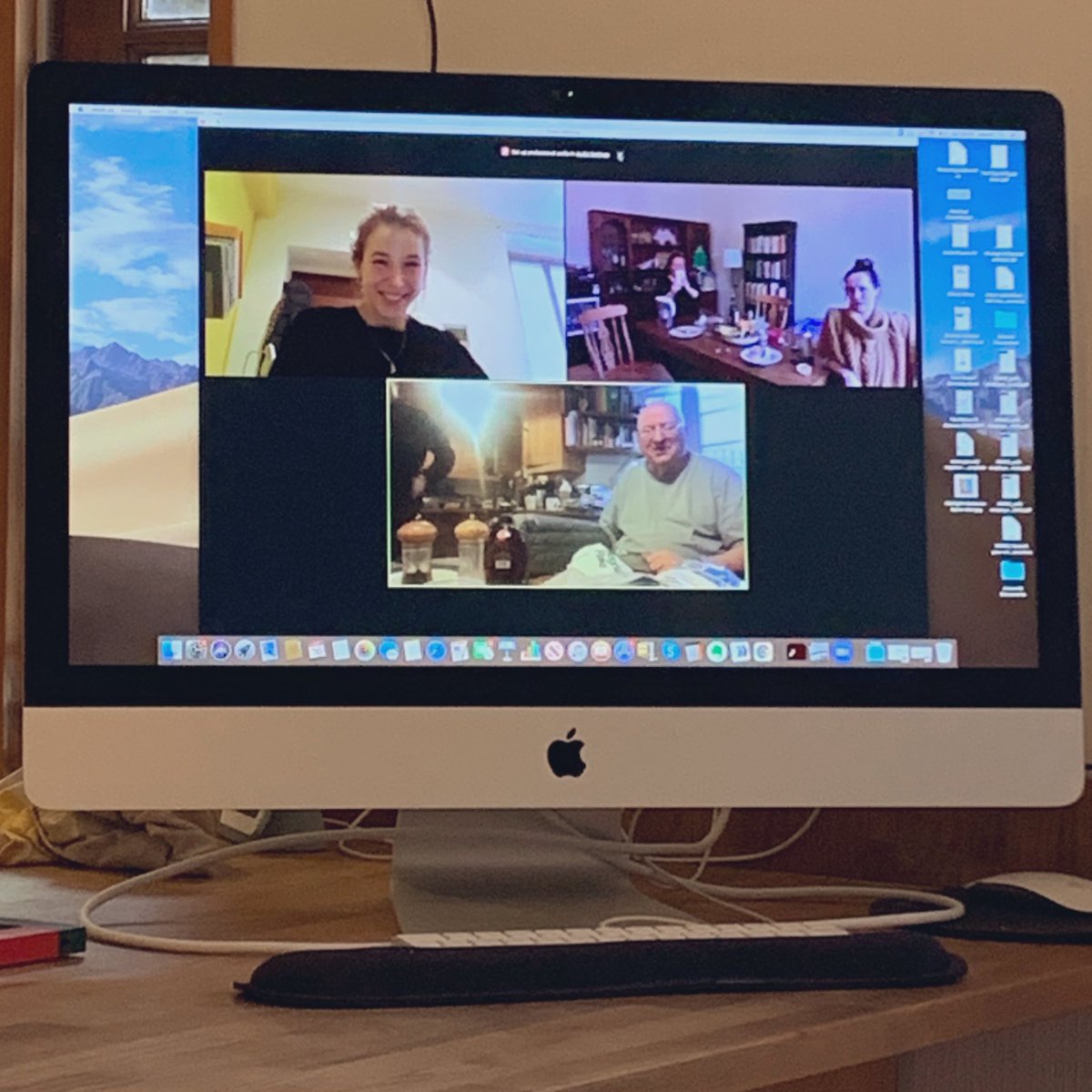 A birthday zoom this year, linking our little village, London and Milan: 🎂 🥂