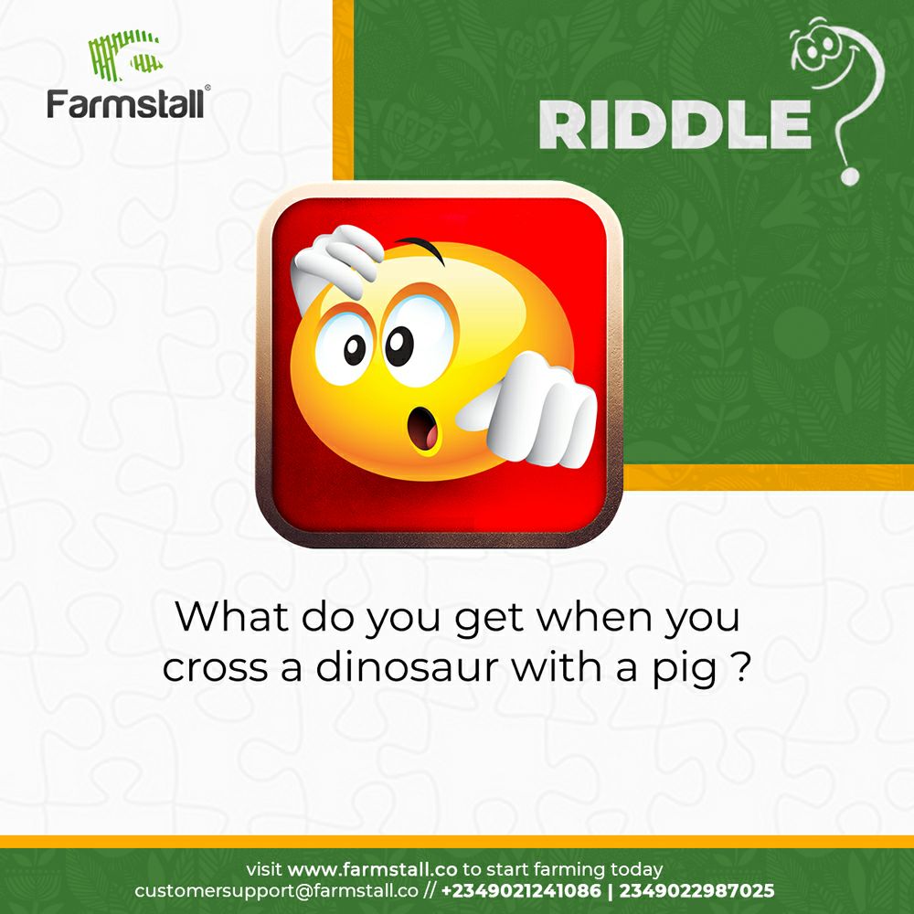 Let's have your answers in the comments below 😀😀

#farmstall #farmstallinvestment #agriculture #investinfarming #agrictech #agribusiness #porkproduction #FarmstallPigFarm #legitinvestments #extraincome