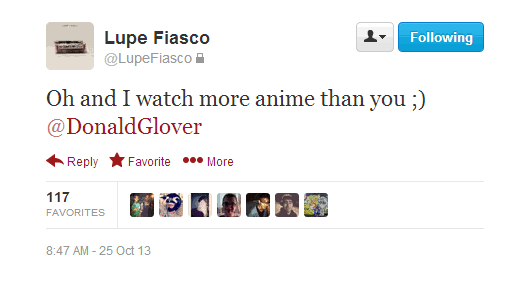 Kanye West and the Anime communityKanye Omari West is one of the highest Hip Hop artist that have love for Anime. Earliest anime reference to appear on his record would be Lupe Fiasco's guest verse with Lupin III reference. (Shout out to Lupe since he also a huge anime fan)