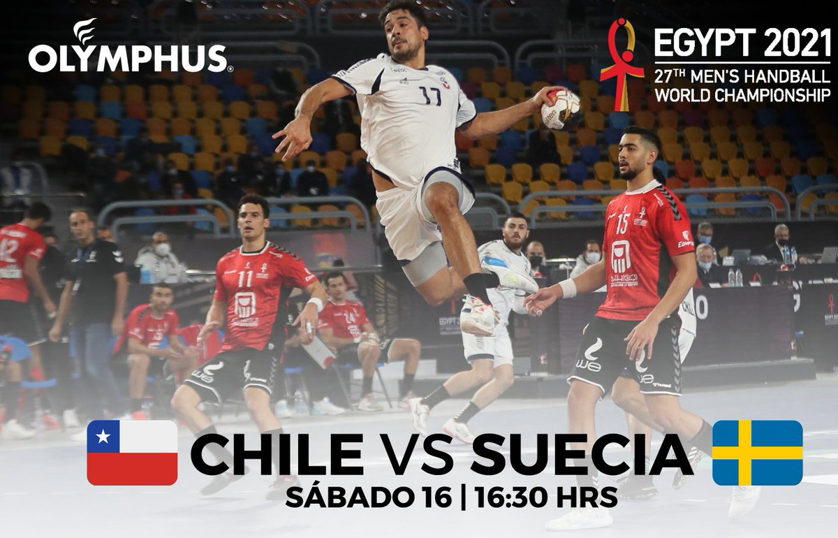 Olymphus_Chile's tweet image. Sigamos apoyando a La Roja 🇨🇱 del #Balonmano que enfrentará a Suecia 🇸🇪 en su segundo partido del Mundial de @Egypt2021🤾🏻‍♂️

¿Cómo seguir el partido? 👇🏽

• @CDF_cl  en todas sus plataformas
• @DIRECTVSports 
• Fanpage MinDepChile
• Fanpage Balonmano.cl