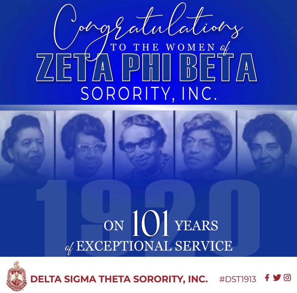 Congratulations to the wonderful women of Zeta Phi Beta Sorority, Incorporated for 101 years of exceptional service! #ZPhiB #101Years
