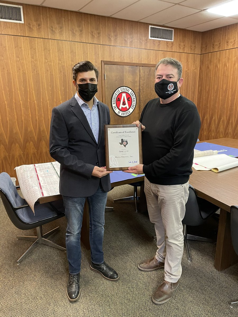 Metro_Electric's tweet photo. Congratulations to our team from inside the office to our electricians and personnel in the field. Safety is and has always been #1 priority for us here at Metro Electric!  #safetyfirst  #team #metroelectricrgv #agcrgv https://t.co/aZYUUNEinZ