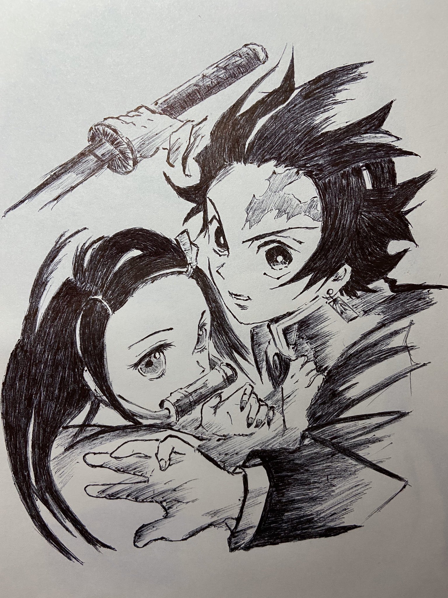 鬼滅の刃　竈門炭治郎 ＆ 竈門禰豆子 セット 水墨画 墨絵 ANIPLEX＋ Kei☃︎* on X: 