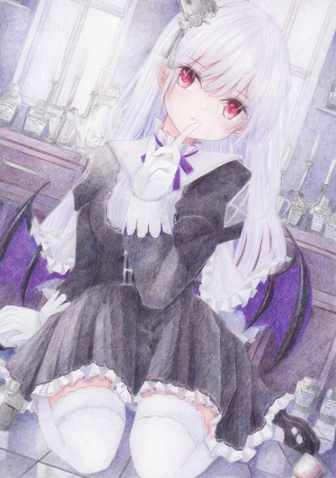 吸血姫 #オリジナル #アナログ #色鉛筆 https://t.co/DoyJzkLYHo 
