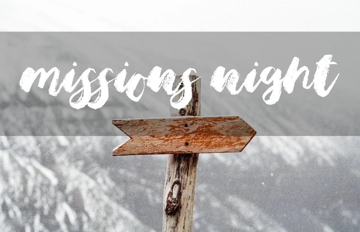 Tomorrow night at 6:30pm. Come and show your love for others on Missions Night with Sandi and Tiffaney! Bring a friend