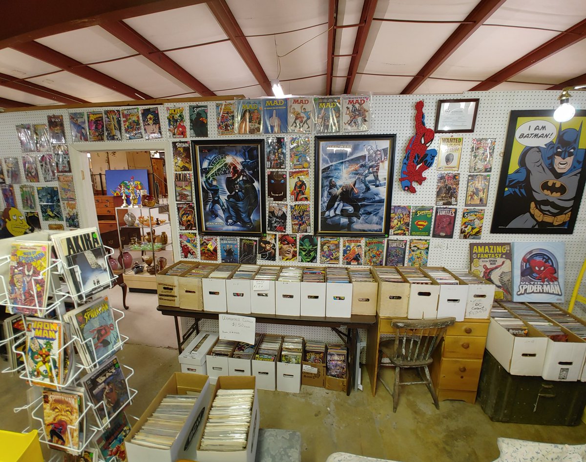 awiseman1975's tweet photo. Selling the collection!  My brother's comic wall at our booth. #veronaantiques #comics https://t.co/QRNmi2F8Tb