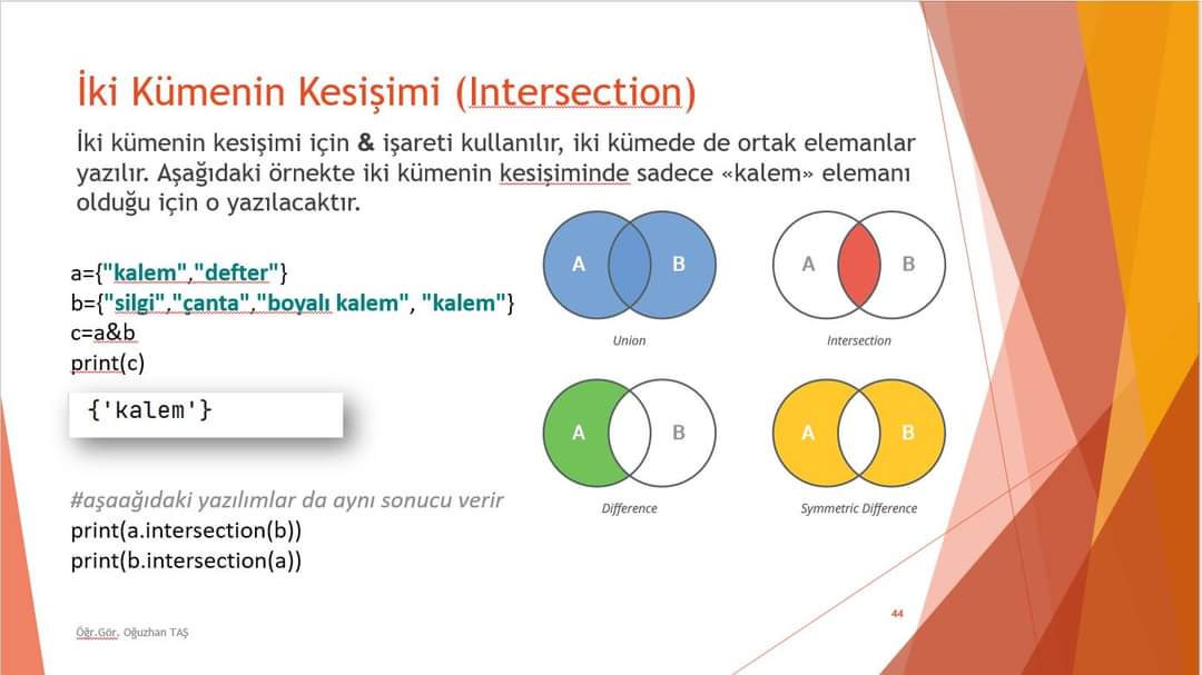 oguzhantas's tweet image. Python veri yapıları Kümeler - Python data structures (sets) #python #kodlama #pythonegitimi #pythondersleri #yazilim #programlama #coding #programming