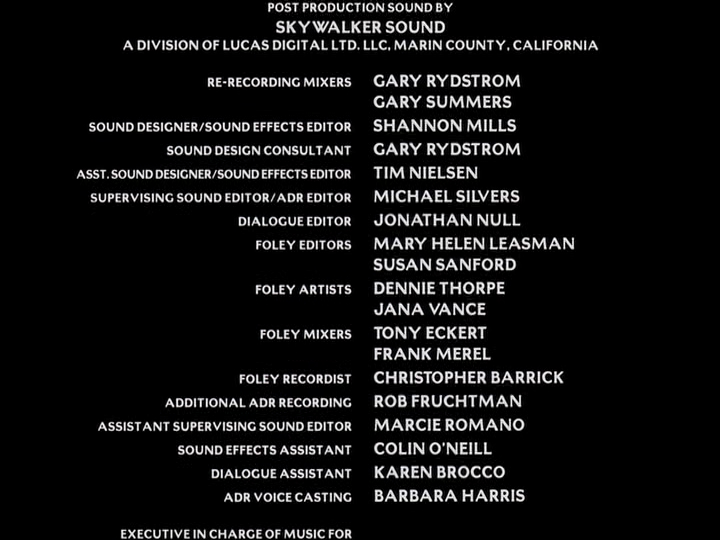skysoundfanatic's tweet photo. Skywalker Sound credits to "102 Dalmatians" (2000)—in English AND in French! While Gary Rydstrom is the driving force behind the film's sound design, this is Shannon Mills' 4th credit as sound designer (asst. by Tim Nielsen) #skywalkersound #audiopost #postproduction #sounddesign https://t.co/OtPdGgYmaz
