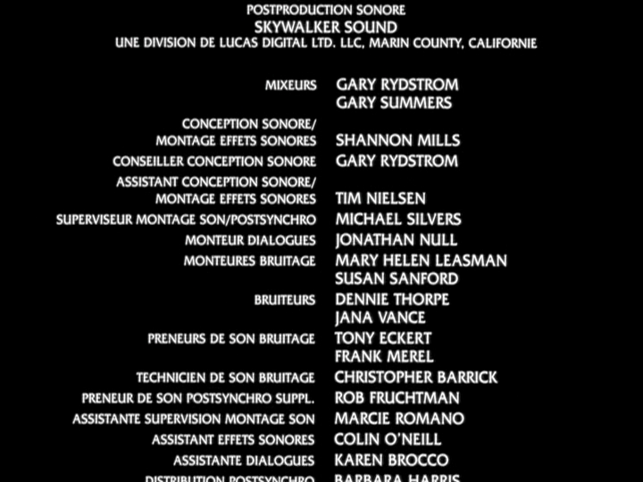 skysoundfanatic's tweet photo. Skywalker Sound credits to "102 Dalmatians" (2000)—in English AND in French! While Gary Rydstrom is the driving force behind the film's sound design, this is Shannon Mills' 4th credit as sound designer (asst. by Tim Nielsen) #skywalkersound #audiopost #postproduction #sounddesign https://t.co/OtPdGgYmaz
