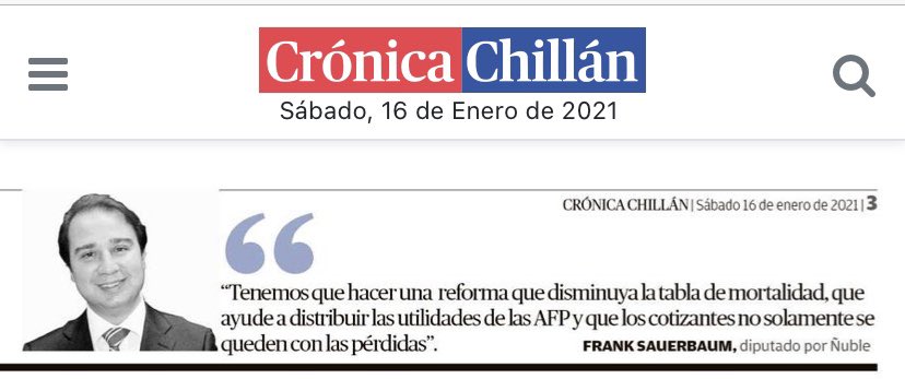 frank_sauerbaum's tweet photo. La reforma Previsional es el desafío más importante para lo que queda de gobierno,una reforma que fortalezca el pilar solidario,aumente cotización,disminuya lagunas previsionales,reforme la industria de las AFP es el desafío @ChillanOnline @ladiscusioncl @RadioNuble @DiputadosRN https://t.co/7mPHt8Xva1