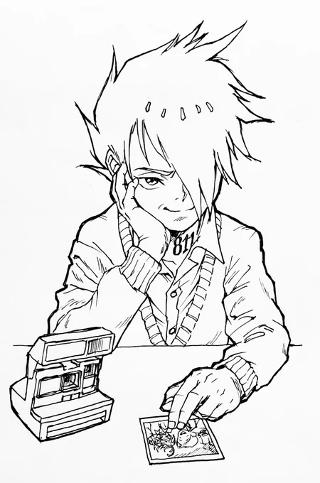 誕生日に間に合いませんでしたが、せめて線画だけでも(後に彩色します)。
1月15日はレイの誕生日であり、GF(ハウス)から"脱獄"した日でもある。この絵は、その前夜に食堂で一人物思いに耽(ふけ)る姿、という設定で描きました。その手元には、とある場面の写真が…。
#約束のネバーランド #約ネバ
#レイ 
