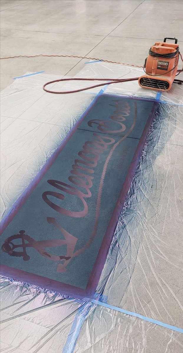 runyonsurfprep's tweet photo. What's the coolest stencil work you've created? This was an awesome logo done by our friends at SBR Concrete Polishing INC! They nailed it with Ameripolish's distinct Patriot Blue!

#concretestencil #RunyonSurfacePrep #WeAreRunyon #Ameripolish #concretedye https://t.co/sz7shlQ96j