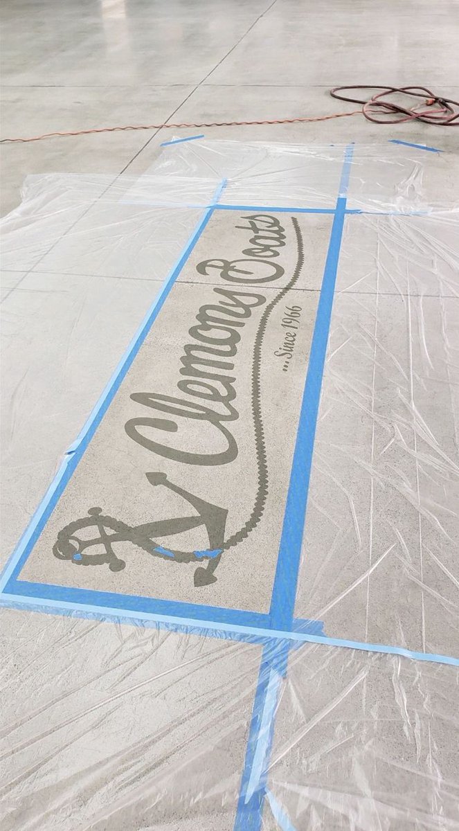 runyonsurfprep's tweet photo. What's the coolest stencil work you've created? This was an awesome logo done by our friends at SBR Concrete Polishing INC! They nailed it with Ameripolish's distinct Patriot Blue!

#concretestencil #RunyonSurfacePrep #WeAreRunyon #Ameripolish #concretedye https://t.co/sz7shlQ96j