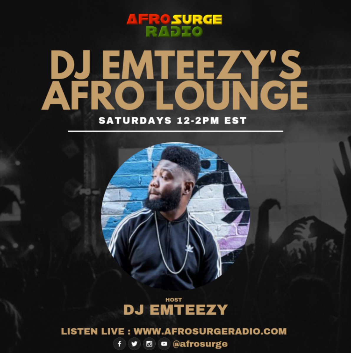DJemteezy's tweet photo. Tune in at 12pm EST for nothing but good vibes at DJ emteezy's AfroLounge on https://t.co/OWX5U0sz8B @AfroSurge
#djemteezy #afrosurge #afrobeats #afrolounge https://t.co/D50OOqysU7