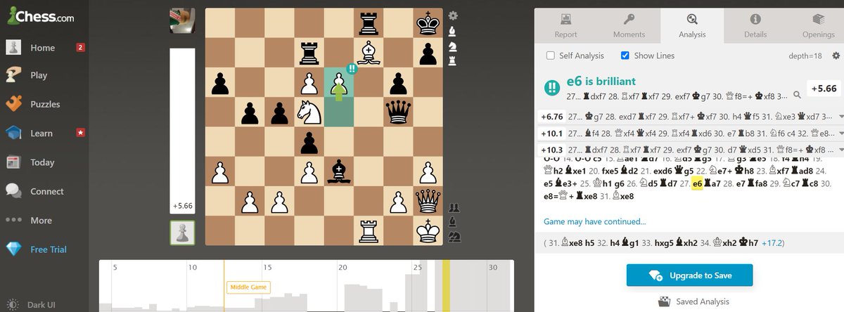 My first, and probably, last Brilliant move according to <a href="/chesscom/">Chess.com</a>