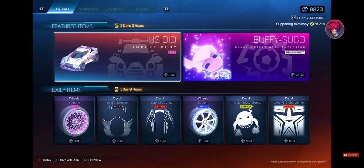 RocketShop_'s tweet photo. 16/1/2021

FEATURED
Pink Insidio / 700cr
White Buffy Sugo / 2500cr

DAILY
Pink Yamane / 300cr
Black Insidio: Silencier / 100cr
Crimson Insidio: Mr Coney / 100c4
Cobalt Septem / 300cr
Saffron Insidio: Sticker Bomb / 100cr
Orange Jager 619: Starlighter / 100cr https://t.co/5gsFovQq9r