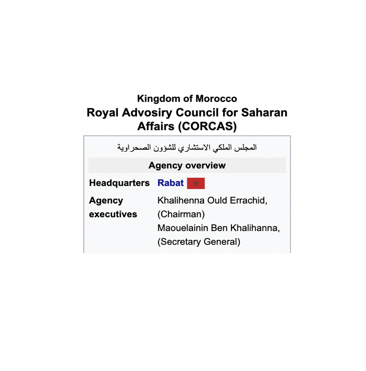 8-Recycling Franco's great idea, Morocco created a 'Royal Advisory Council for Saharan Affairs' to try and convince Saharawis of the benefits of being ruled over by a military occupation with an absolute king at its helm (instead of being an independent Republic):