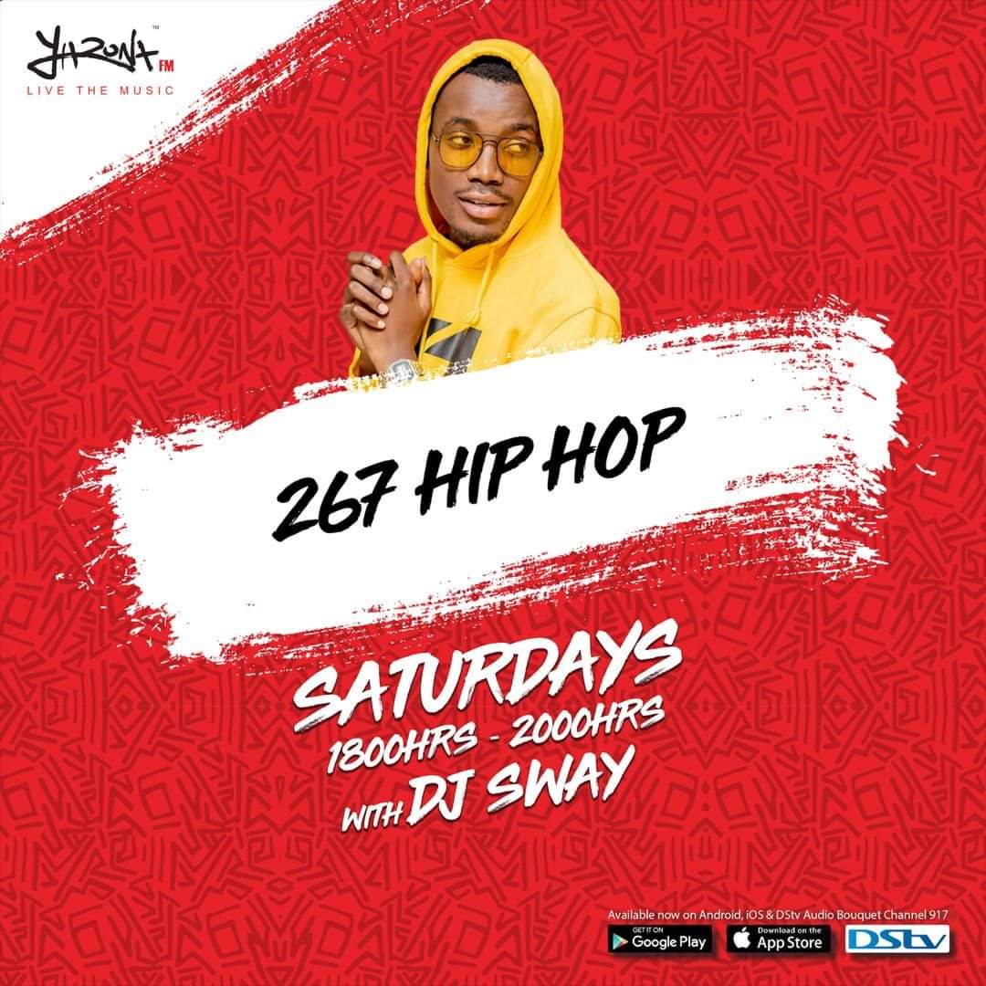 swaythadj's tweet photo. Tonight on #267HipHop on @TheRealYaronaFM
18:00 #26Mix with @swaythadj
18:45 #267RepYourHood (Phikwe VS Kumakwane)
19:00 #26Fix with @BandzNina
19:15 #26CelebrityHangAwt with @thapartypapi
19:40 #267CatalogueBattle (@ab_activist VS @_current_music_ ) https://t.co/1yzTeuxax5