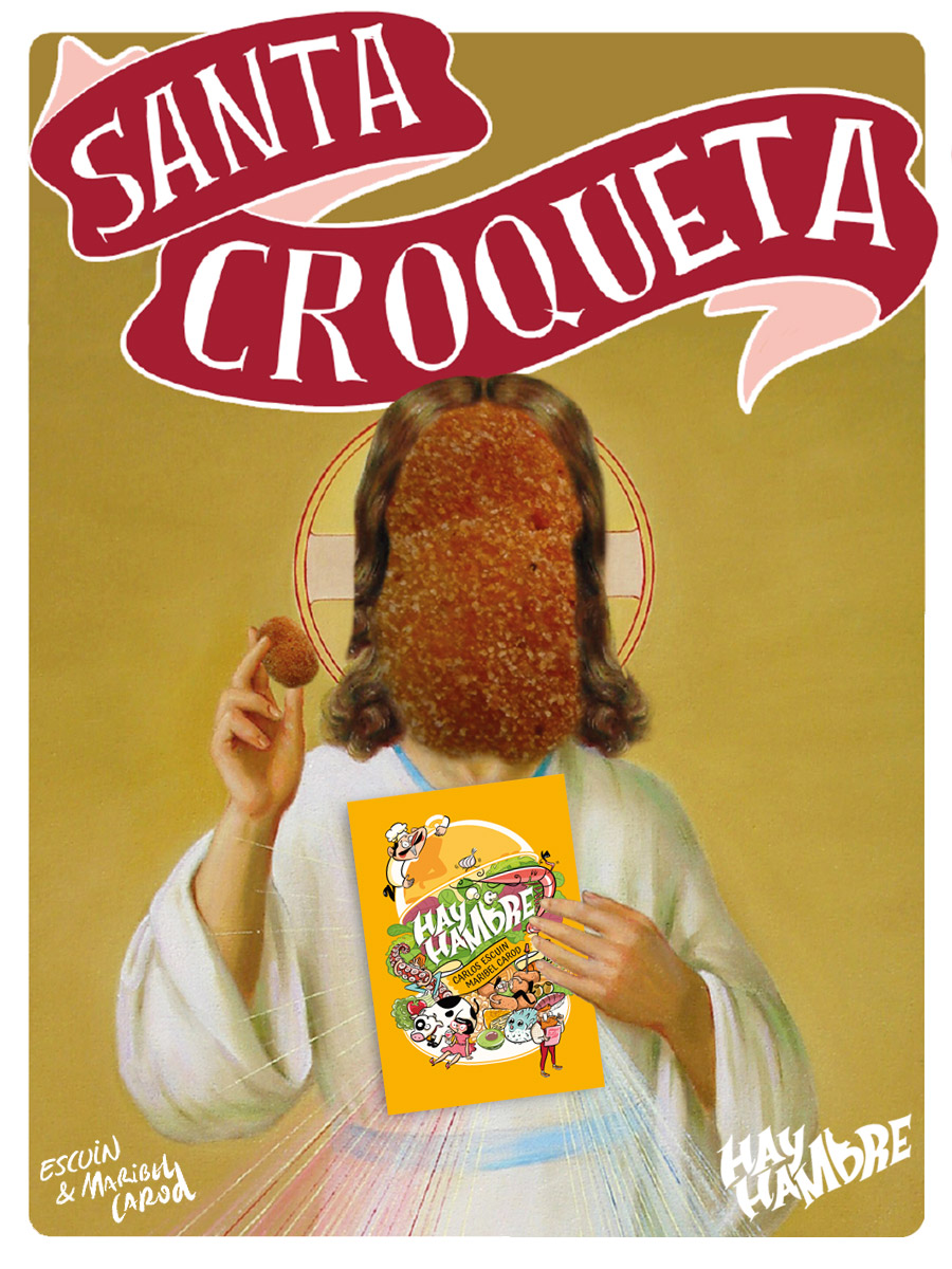 hayhambre_comic's tweet photo. Hoy es el #croquetaday y se nos ha aparecido la #SantaCroqueta , de la que somos devotos, con una buena #croqueta encima y un ejemplar del #Hayhambrecomic que deberías tener para leer haciendo la #croqueta en días como hoy -> https://t.co/SRoHrobLLZ #diainternacionaldelacroqueta https://t.co/0e5OvxqKaL