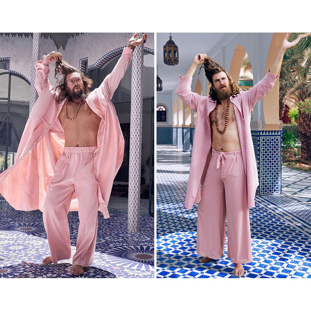 rhettmc's tweet photo. I became my wife’s celebrity crush, Jason Momoa, for her birthday. 

See her reaction: https://t.co/VRivzFGqjQ

@losfamgeles https://t.co/7kiA2NgM94