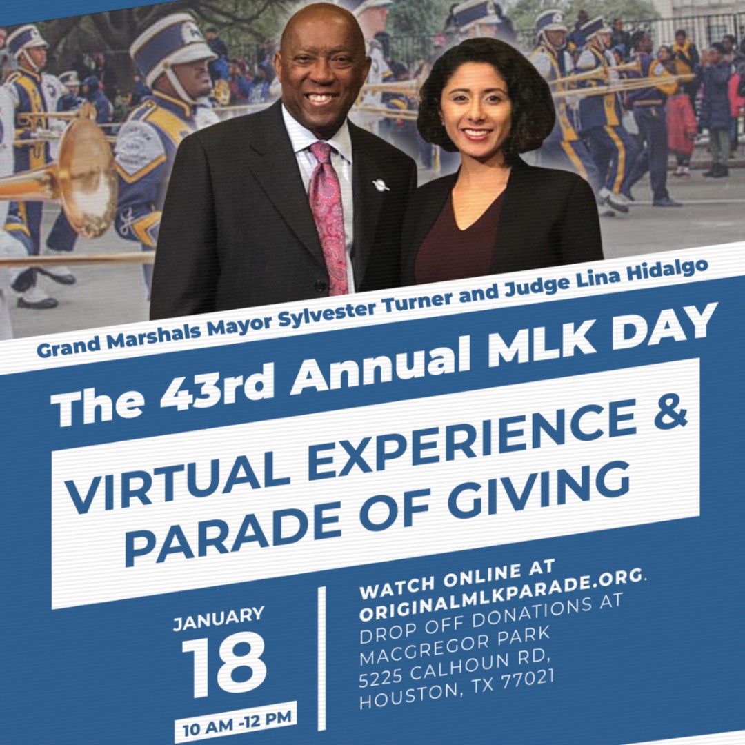 Harris County District Clerk Marilyn Burgess is proud to participate in Houston’s 43rd annual MLK Day. This year, the parade will be virtual and District Clerk Burgess will participate with a video in which she speaks about the indelible legacy of Dr. Martin Luther King, Jr.