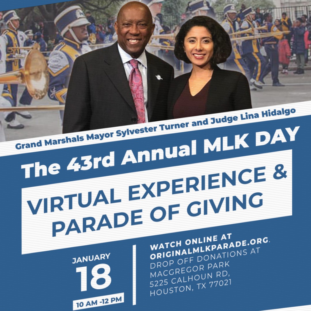 hcdcburgess's tweet photo. Harris County District Clerk Marilyn Burgess is proud to participate in Houston’s 43rd annual MLK Day. This year, the parade will be virtual and District Clerk Burgess will participate with a video in which she speaks about the indelible legacy of Dr. Martin Luther King, Jr. https://t.co/m8yH76HecY