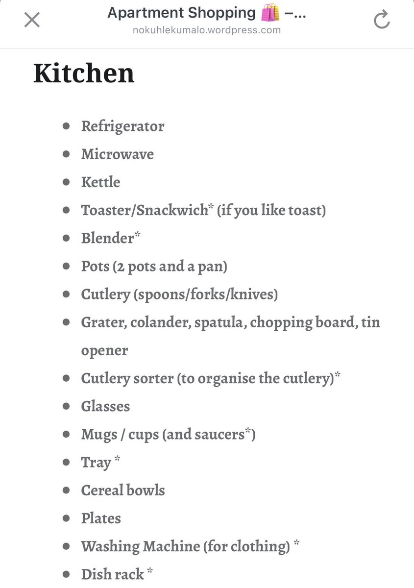 #AskMissK | Apartment Shopping 🛍 

As many of you move into new apartments at the end of this month, here’s a checklist of all the items you may need ☺️✨! 

Full list on my blog, link below 🔗

nokuhlekumalo.wordpress.com/2019/12/23/apa…