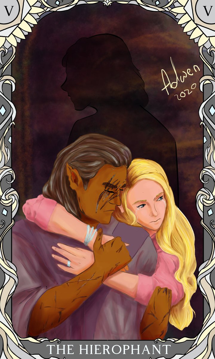 captainadwen's tweet photo. next up are #fingolfin as the emperor, #finduilas and #gwindor as the hierophant (one of my fave cards in this set), #beren and #luthien as the lovers (more like #berenandluthien they really are a set) and #glorfindel and #ecthelion as the chariot https://t.co/zLsueea7j0