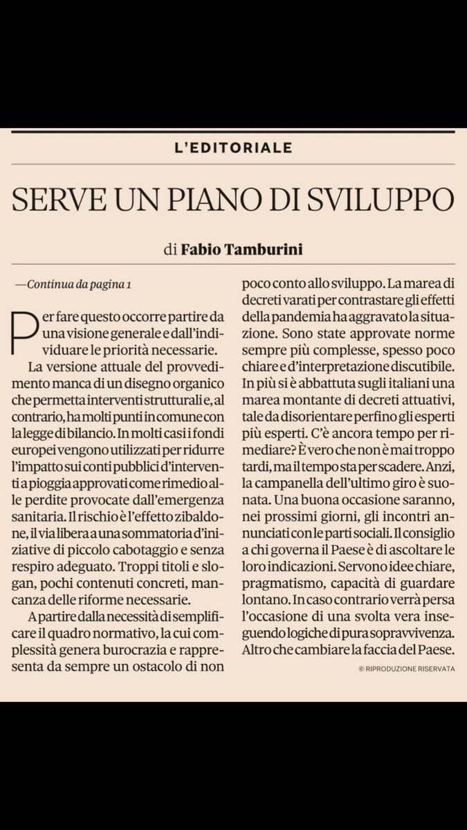 Giuste osservazioni sul #RecoveryPlan italiano. L’unica soluzione per salvaguardare il futuro del nostro Paese sarebbe quella di dare la priorità ad interventi strutturali che ne stimolino la crescita a lungo termine... stiamo ipotecando il nostro futuro, non possiamo sprecarlo!
