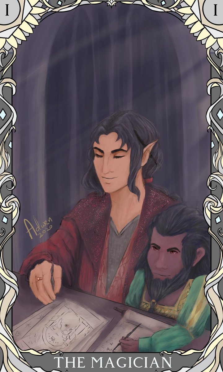 captainadwen's tweet photo. for some reason the first and rest of thread weren't united so:
I spent the last six months finishing a #silmarillion major arcana tarot

featuring #feanor as the fool, #celebrimbor and #narvi as the magician, #galadriel and #melian as the high priestess and #idril as the empress https://t.co/CeCqx4eqFV