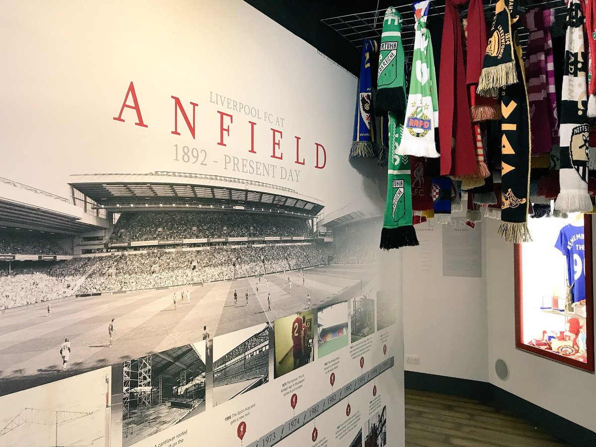 Some scarves of European clubs hanging from the ceiling (as memorbilia) inside Anfield. made for a really cool shot