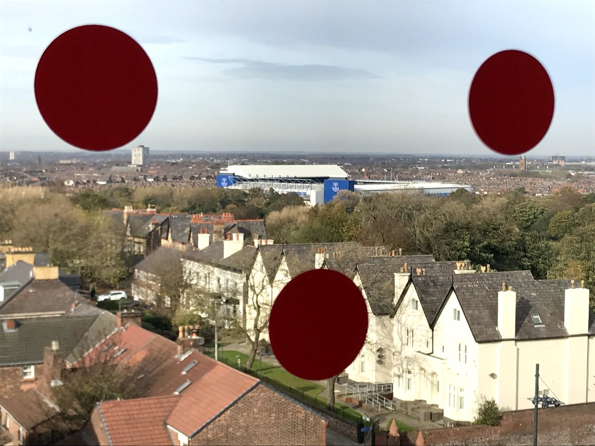 View of Goodison Park from inside Anfield. Less than a mile apart, a short walk across Stanley park.