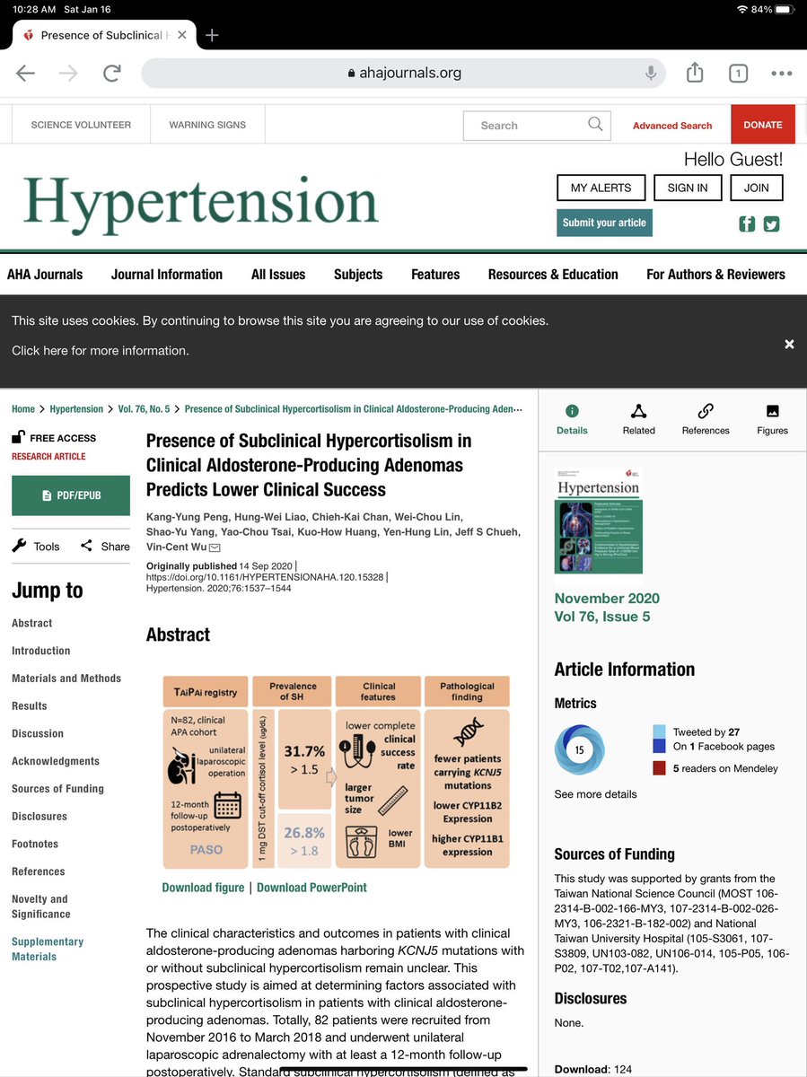 ChuehJeff's tweet photo. So honored to have our article selected as a ‘high impact paper’ in the prestigious journal “HYPERTENSION”. Looking forward to its live author Twitter Chat. https://t.co/tKjJThmsQU