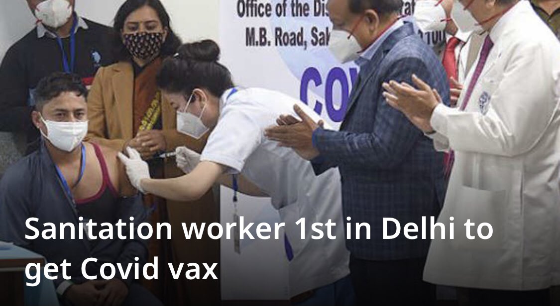SDG2030's tweet photo. Sanitation worker at AIIMS first person in Delhi to get Covid vaccine; health minister Harsh Vardhan calls it historic day - https://t.co/nHMg0FUFVC.
#VaccinesWork #VaccineEquality #LeaveNoOneOut
@drharshvardhan @DrEricDing @DrTedros @shekharkapur @kapoors_s @PattyArquette https://t.co/Y12Ftg2I2z