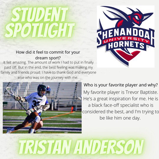 SocoNetwork's tweet photo. This weeks student spotlight 🌟@SOCOLacrosse ‘s very own Tristan Anderson ❄️🥍 #SNN🔥 #StallionNation💙💚🐎 @GARNERyourGRIT @SoCoADSA https://t.co/7TxvHIPvbd