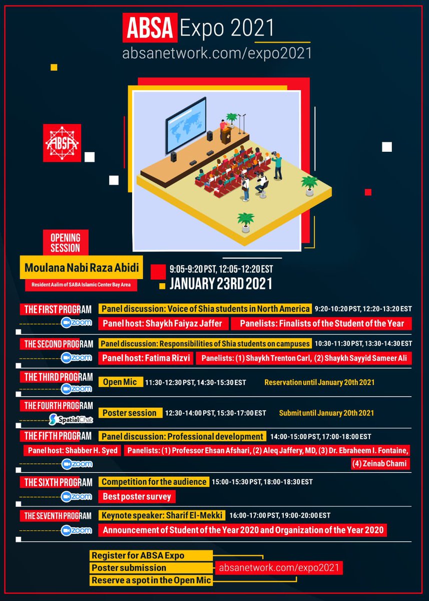 AbsaNetwork's tweet image. Don’t forget to register for the ABSA Expo 2021 by January 20, 2021! (Look at image below for schedule timeline)