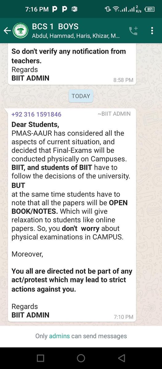 aamm_c_larki's tweet photo. Arid administration is now blackmailing the students #AridiansReject_PhysicalExams https://t.co/Wkx9DJTBn8
