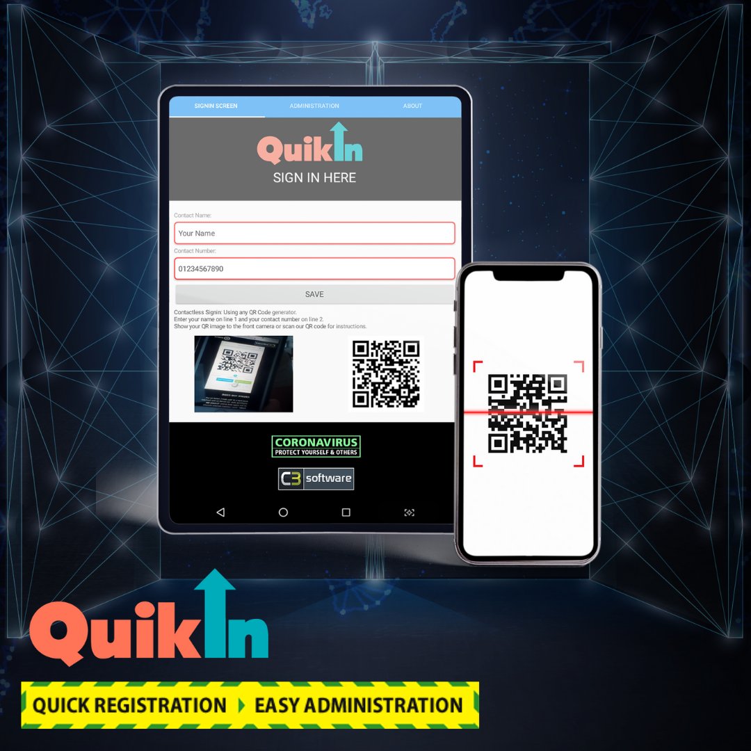 c3_software's tweet image. QuikIn: Now available from Google Play for android devices! 
QuikIn, formally COVIDCollect, for easy and quick registration of attendance for activities, events and venues.
For more information visit our website c3software.co.uk or visit Google play
ow.ly/Cnoq50DakEG