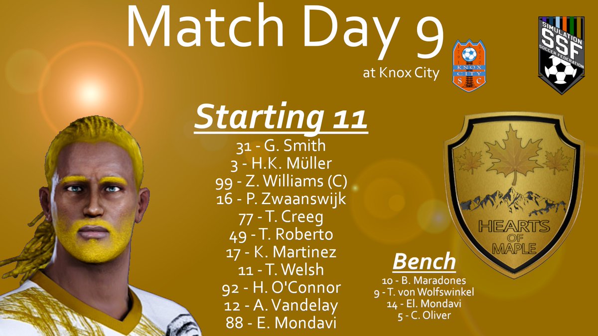 Here is your Hearts of Maple starting 11 today at @knox_city.  Art Vandelay with his Hearts of Maple debut

#ssfofficial #kickingitfromhome #ownthepitch #maplelife