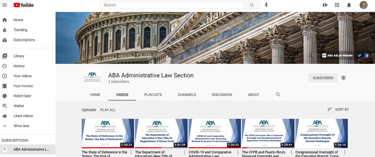 chris_j_walker's tweet photo. Attn #adlaw geeks: @ABAAdLaw has launched an official YouTube channel. You can access (and subscribe!) to the channel here: https://t.co/HGKX8G1tgy https://t.co/lLGYkW7fpC