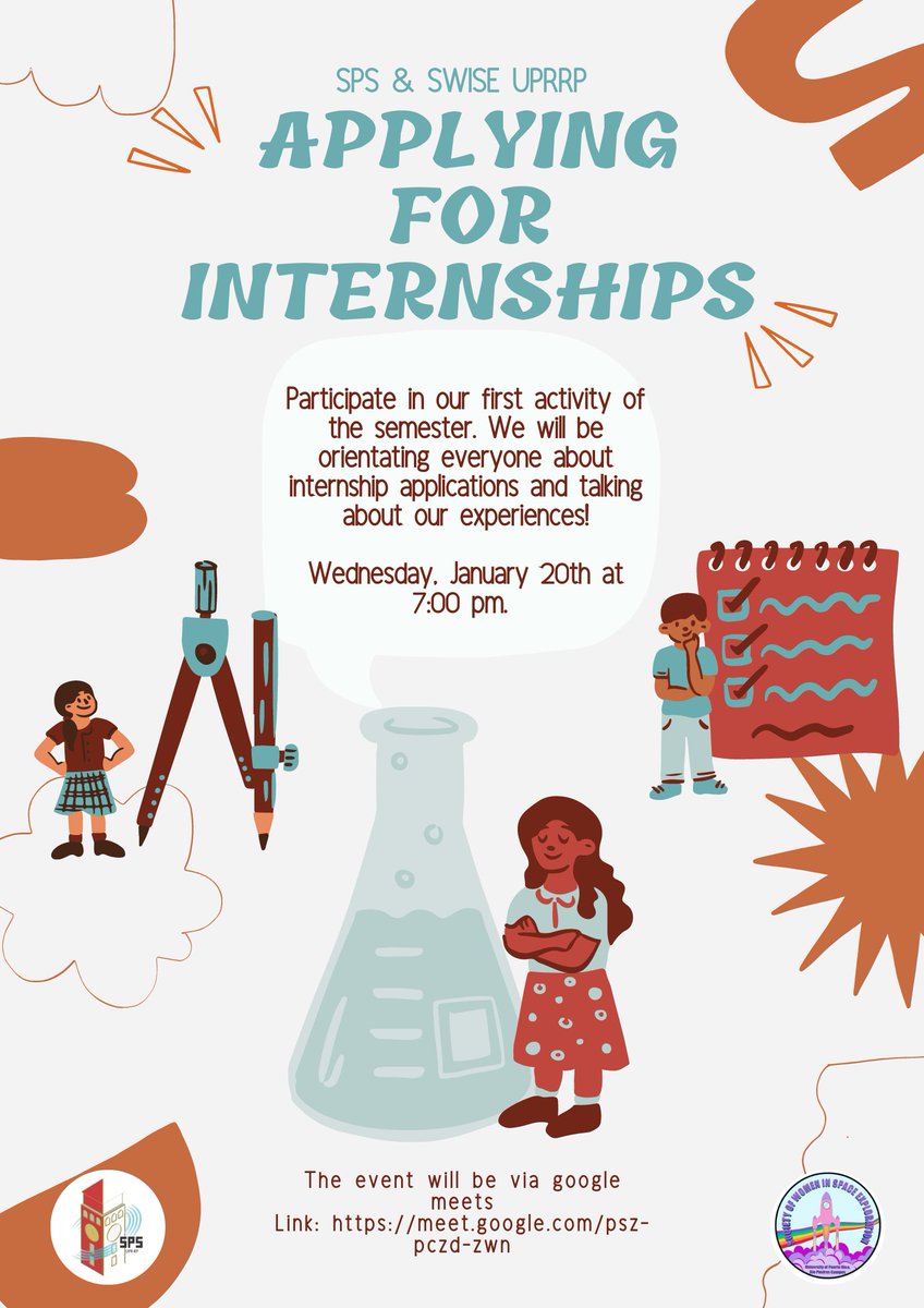 SPSUPRRP's tweet image. SPS &amp;amp; SWISE UPRRP are inviting you to their first activity of the semester. We will be orientating everyone about internship applications and talking about our experiences! Join us this Wednesday, January 20 at 7:00 pm via Google Meets ✨
~
Link: meet.google.com/psz-pczd-zwn
