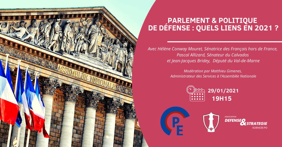 ParlementEtudia's tweet photo. ⭕️ TABLE RONDE : PARLEMENT ET POLITIQUE DE DÉFENSE ⭕️

Quel rôle pour le pouvoir législatif dans la défense nationale ? Rendez-vous le 29 janvier à 19h15 sur zoom avec @ScPoDS ! 

‼️ PLACES LIMITÉES ! INSCRIPTION OBLIGATOIRE : https://t.co/nmDCQVrTyZ

👉 https://t.co/OwFEbEOqei https://t.co/0OZQjU5agc
