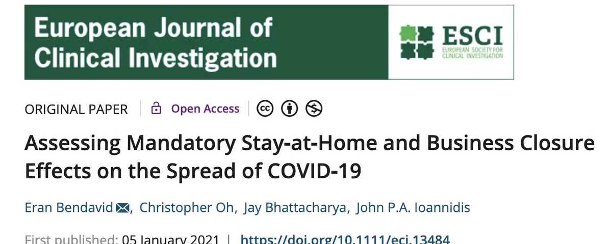 Came across this paper that does panel regressions of Y (Covid growth rates) ~ P (adopted polices) + fixed effects.  The elementary modeling mistake is not to control for past growth rates and new recent cases. Call these variables I (information variables). 1/n