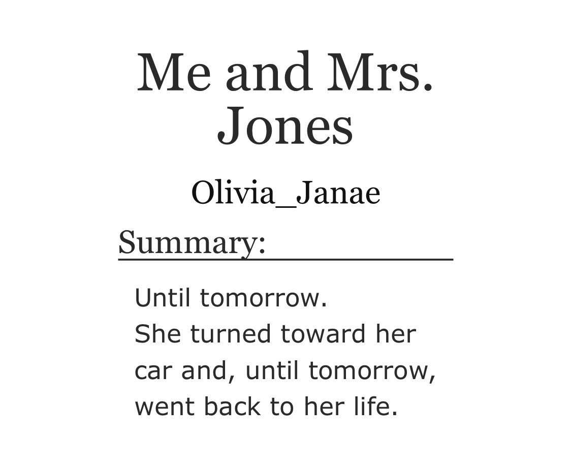 January 16: Me and Mrs. Jones by olivia_janae. Lovely one shot based on one of my all time favorite songs.  https://archiveofourown.org/works/14596161 