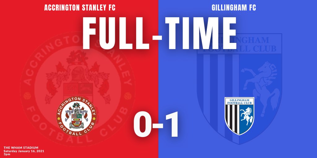 FT: Accrington 0-1 Gillingham. 

#Gills